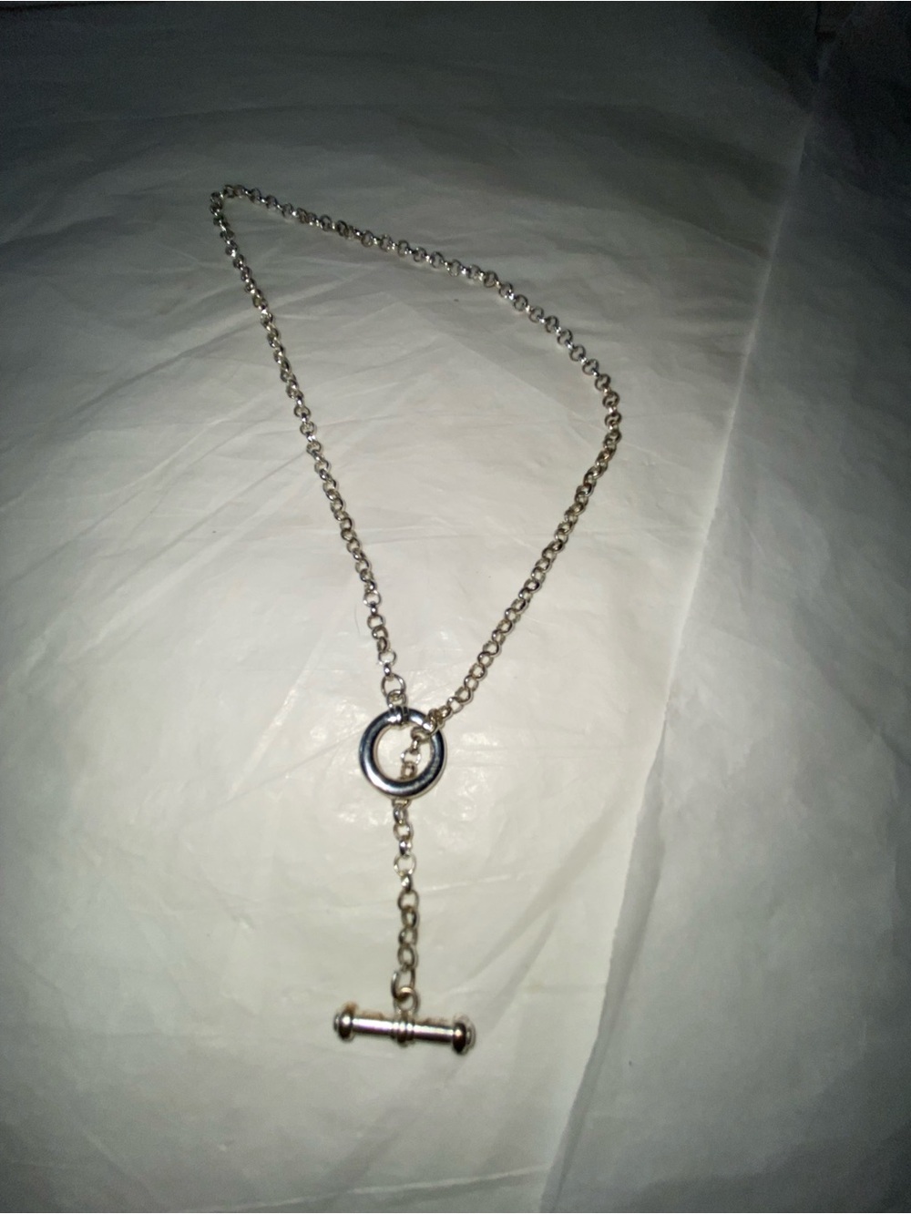 Silver T-Bar Y-Necklace - Elegant Silver Drop Pendant